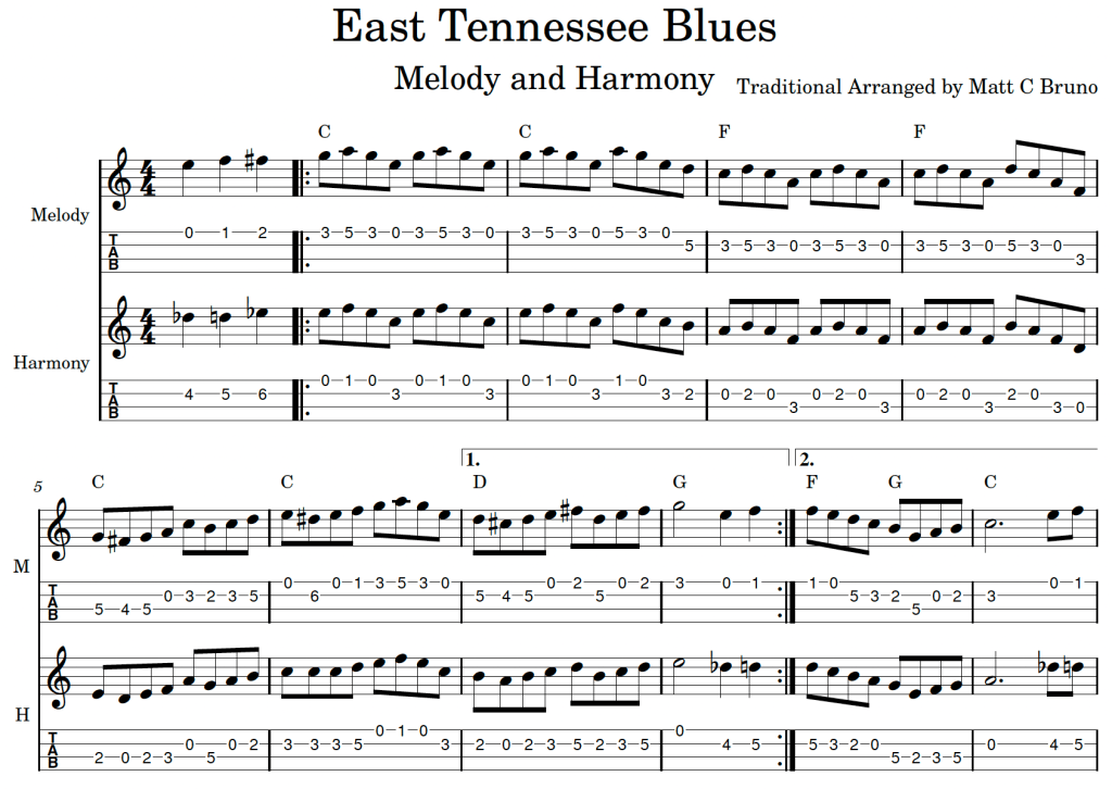 Matt C Bruno - East Tennessee Blues - Melody and Harmony